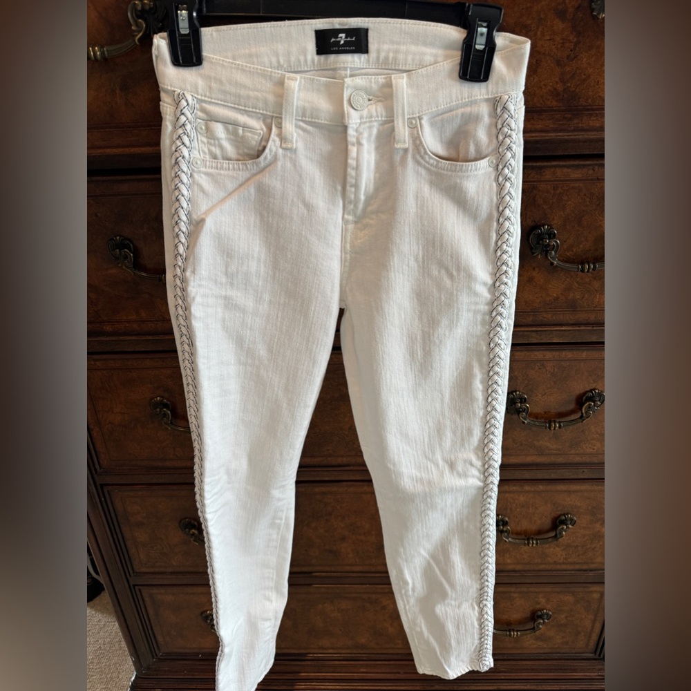 Wore once 7 For All Mankind white skinny jeans with side detail